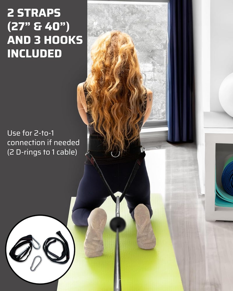 THEFITGUY Multi-Attachment Belt for Cable Machine and Smart Home Gym Squats and Hip Thrusts, 5 Attachment Points for Optimal Weight Distribution, 2 Straps (40” & 27”) and 3 Metal Snap Hooks Included - Image 5